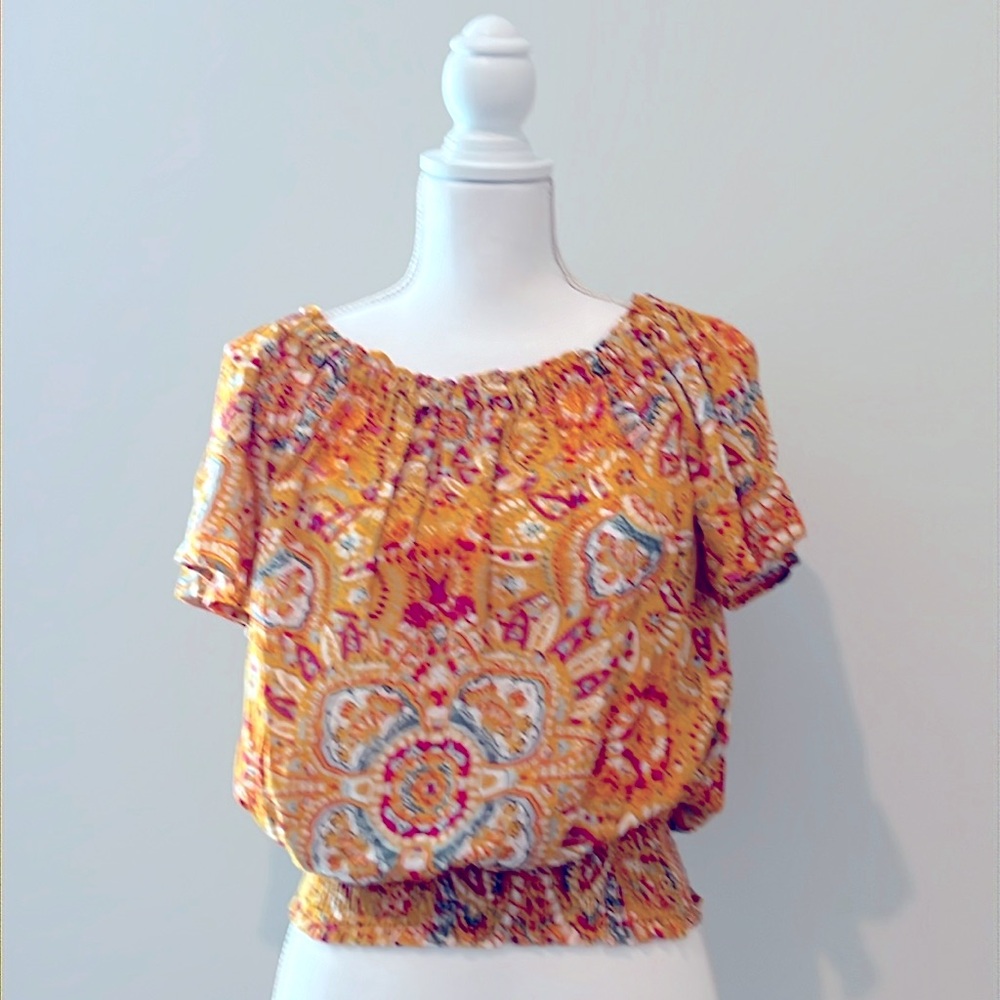 NWT Women’s Medium M Cynthia Rowley Feminine Soft Colorful‎ Boho Top Blouse NEW